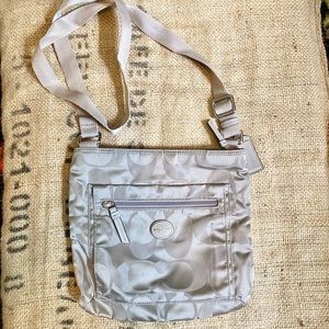 Coach Getaway F77408 Beige Signature Nylon Crossbody Bag Purse